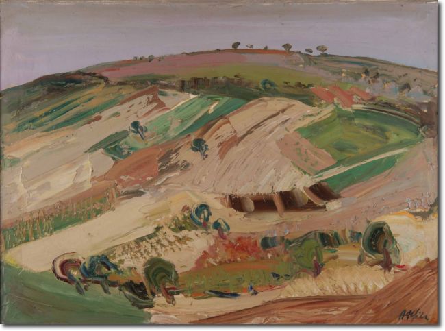 Campi del Conero (1959) olio su tela - 57 x 77 - Collezione Alfieri 