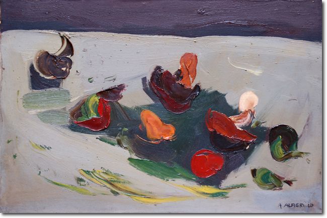 Funghi e frutta (1940) olio su tela - 40 x 60 - Collezione Alfieri 