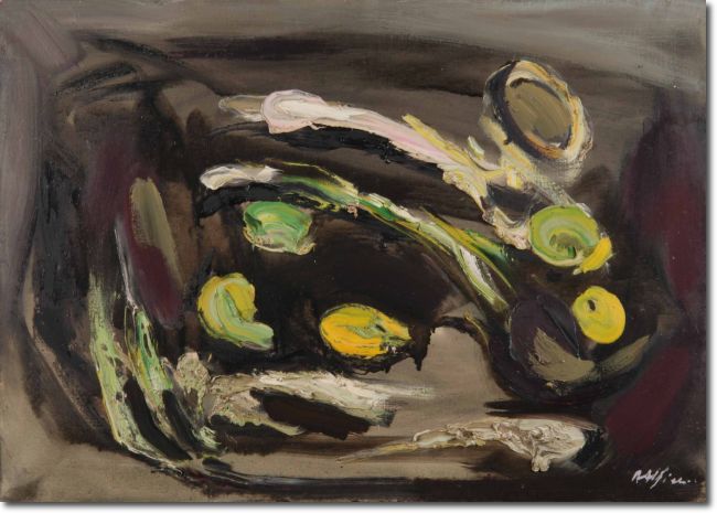 Intreccio di porri (1961) olio su tela - 50 x 70 - Collezione Alfieri 