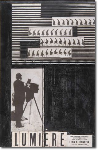 Lumiere - 1^ Esp. Int. Cinematografica di Venezia (1932) mista collage su tela - 100 x 65 - Collezione privata 