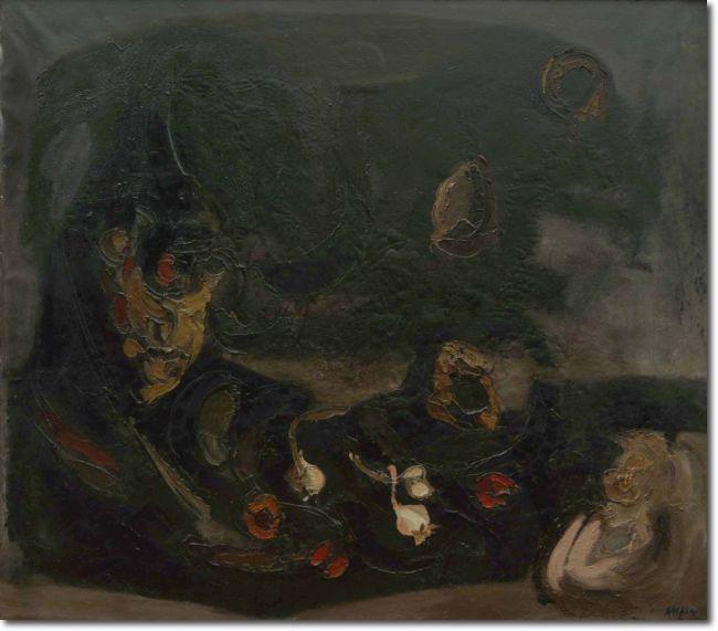 Il mio arcano - Momento drammatico (1943/61) olio su tela - 120 x 135 - Collezione Alfieri 