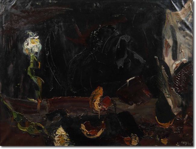Crisantemo vagante - Composizione 19. (1961) olio su tela - 90 x 120 - Collezione Alfieri 