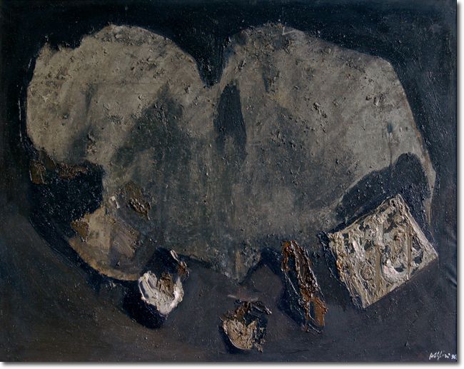 1^ Immagine di forma ancestrale -Tavola Rorschach. (1965) olio su tela - 115 x 145 - Collezione Alfieri 