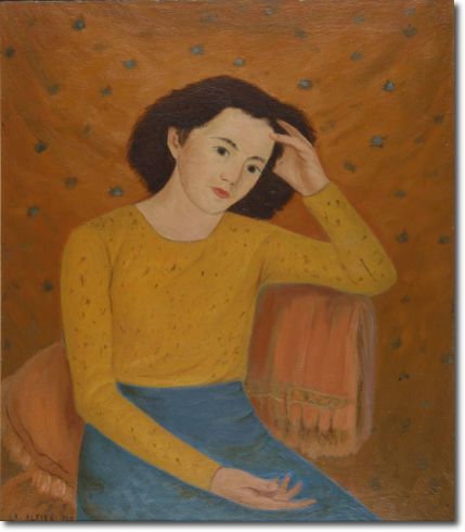 Mezza figura seduta - Fanciulla che sogna (1933) olio su tela - 79,5 x 69,5 - Collezione Alfieri 