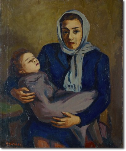 Maternit (1953) olio su tela - 96 x 81 - Collezione Alfieri 