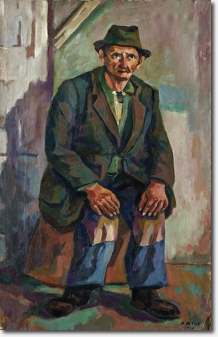 Vecchio Valtellinese - Contadino in riposo. (1949) olio su tela - 130,5 x 83,5 - Collezione Alfieri 