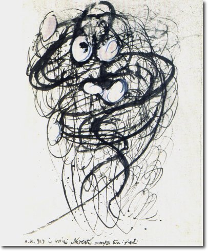 I miei nervi sempre tra i piedi (1919) china su carta - 51 x 37 - Collezione Fondazione Mazzotta 