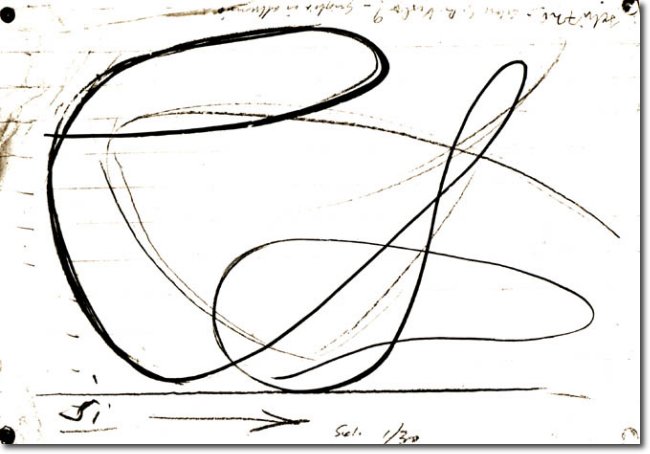 Bozzetto spirale per neon 2 (1930/5) matita e china su carta - 25x38 - Collezione Alfieri 