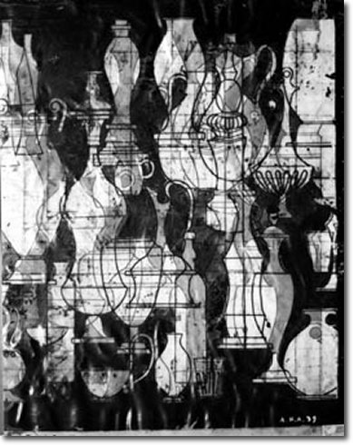 Bozzetto cristallerie (1939) mista su carta - 30x26,5 - Collezione Alfieri 