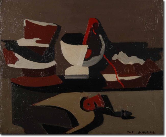 Oggetti scomposti (1940) olio su tela - 61 x 73,5 - Collezione Alfieri 
