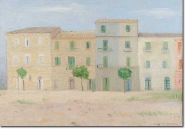 Paesaggio case sulla sabbia (1930) olio su tela - 46,5 x 66 - Collezione Alfieri 