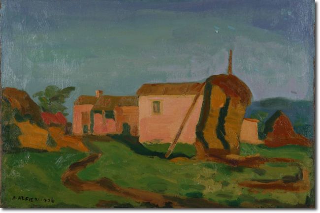 Casa colonica Loretana (1934) olio su tela - 40 x 60,5 - Collezione Alfieri 