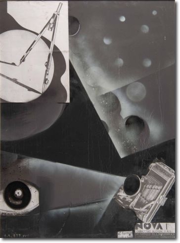 Vetrina Salmoiraghi  N9 - XX Fiera di Milano (1939) mista collage su tela - 100 x 75 - Collezione Alfieri 