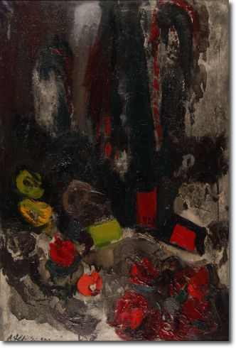 Bottiglia Ramazzotti (1953) olio su tela - 116,5x78 - Collezione Alfieri 