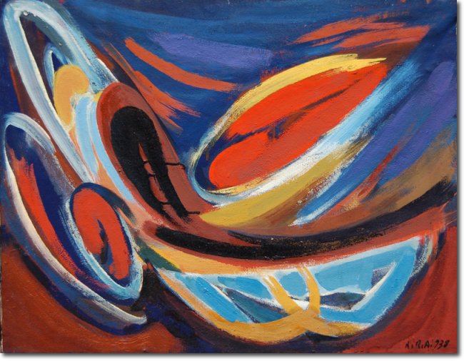 Fondale (1938) mista su tela - 51 x 65,5 - Collezione Alfieri 