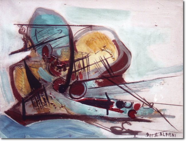 Linea interrotta (1941) olio su tela - 40 x 50 - Collezione Alfieri 