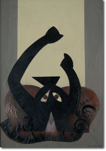 L'allarme (1972) mista su tela - 120 x 84,5 - Collezione Alfieri 