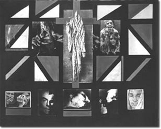 Crocifissione (1978) mista collage su tela - 202x253 - Collezione Alfieri 