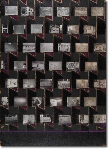 Immagini del quotidiano (1979) mista collage su paratex - 125 x 89 - Collezione Alfieri 