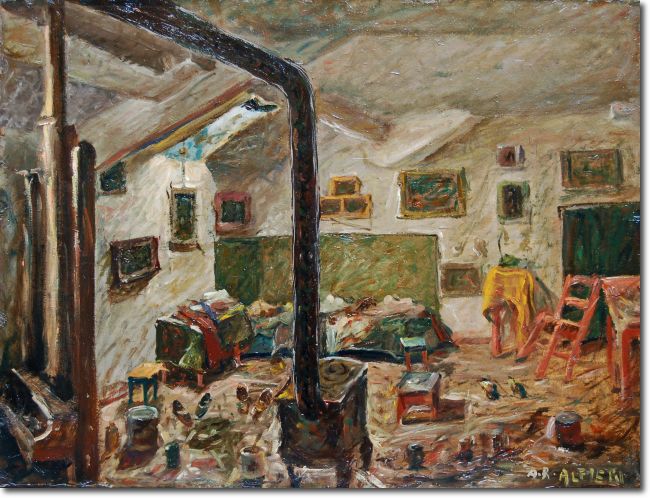 Lo studio di via Solferino (1932) olio su cartone intelato - 50 x 65 - Collezione Alfieri 