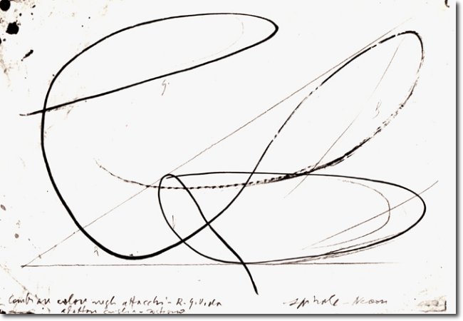 Bozzetto spirale per neon (1930/5) matita e china su carta - 25,5 x 37,5 - Collezione Alfieri 