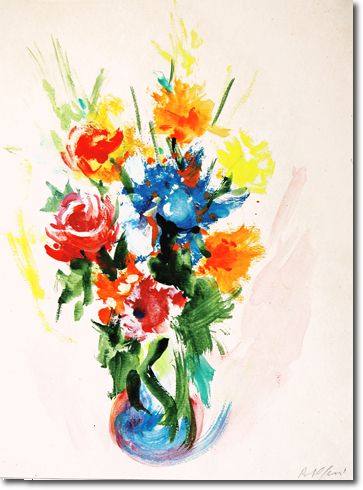 Fiori (1975/80) acquarello tempera su cartoncino - 39,2 x  29,3 - Collezione privata 