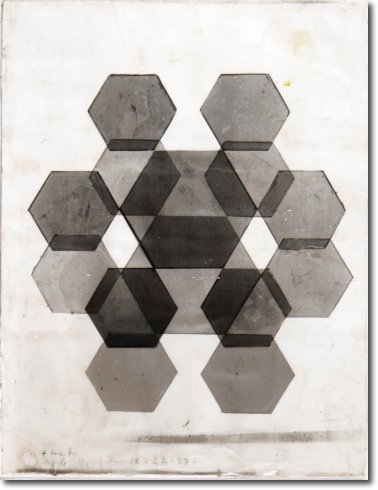 Cubi inseriti entro cubi - Proiezione 5 - 6 Stand cineottica. (1933) pellicola fotografica su fotografia - 20 x 26 - Collezione Alfieri 